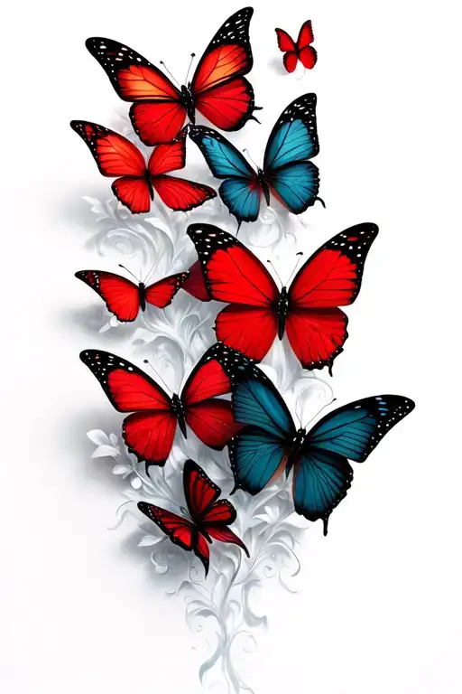 Red Butterflies Coming Together To Make