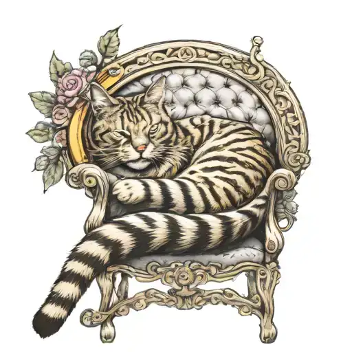 Cat Sleeping On A Chair With A Halo On Her Head
