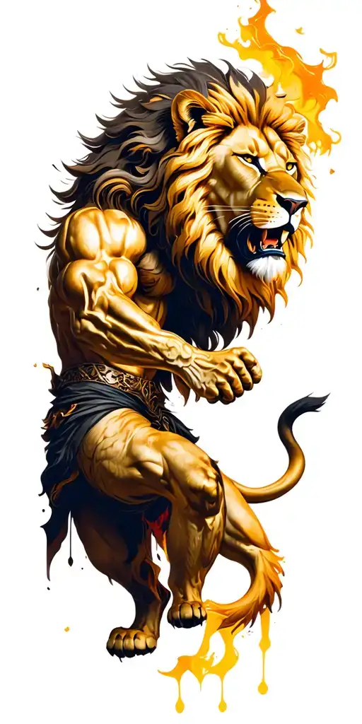 Lion Warrior Battling