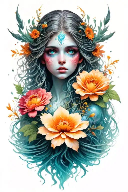 Siren With Flowers Reborn From Its Ashes