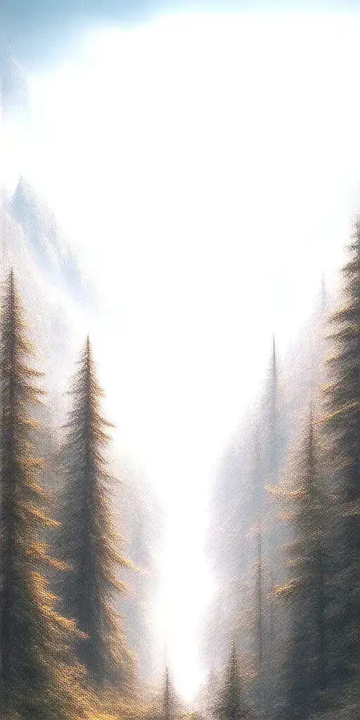 Massive Forest Landscape With Huge Mountains Moon In The Background