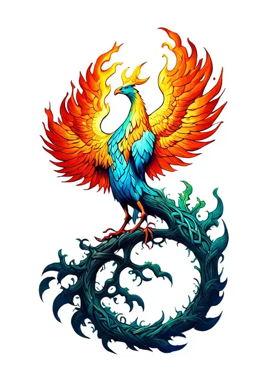 Celtic Tree Of Life Phoenix Flames Calf