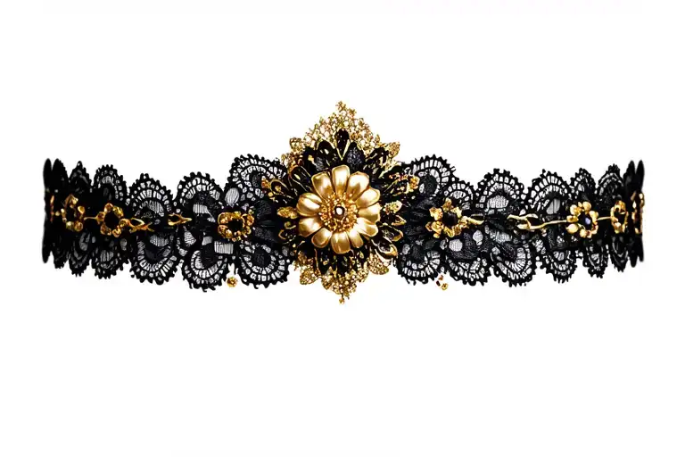 Black With Gold Glitter Fairy Lace Choker