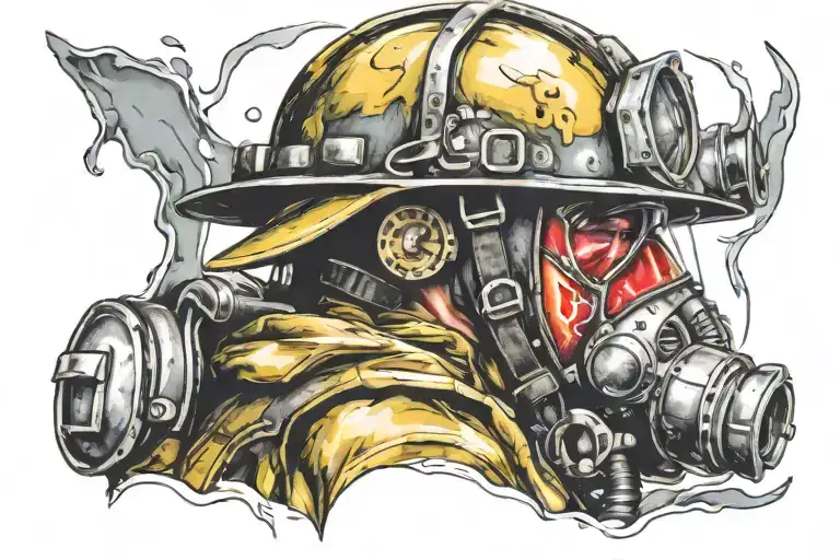 Firefighter In Dirty Helmet