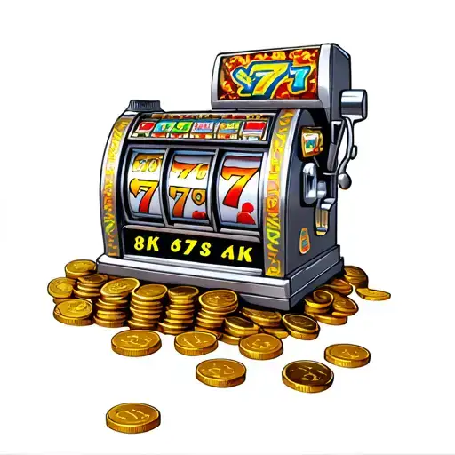 Slot Machine Sitting On A Pile Of Coins 777