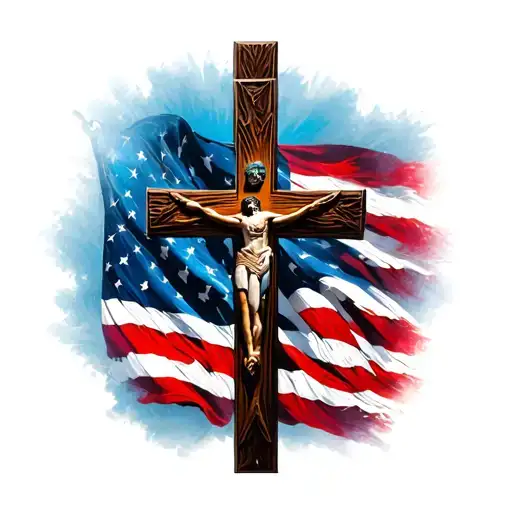 A Cross With American Flag Inside It
