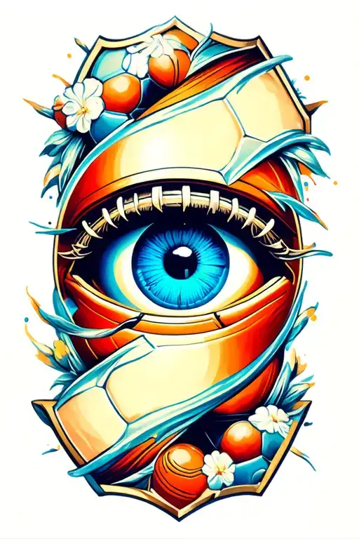 Football Badge In A Eye Surrounded