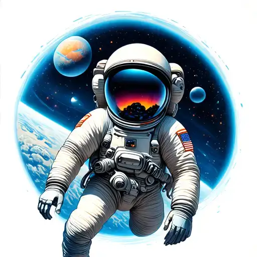 Space Theme Astronaut Floating In Space