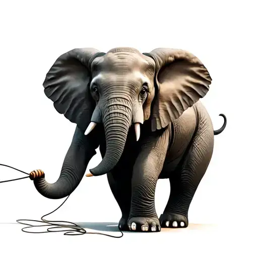 An Elephant Playing Jump Rope