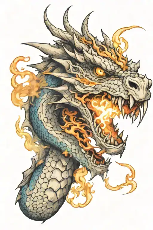 Dragon Throwing Fire From Eyes And Angry