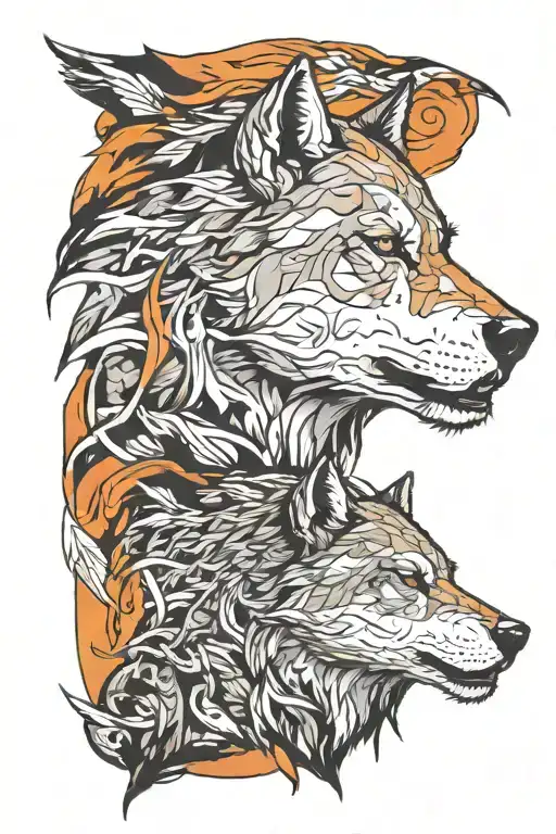 Dire Wolf And Girl Side Profile