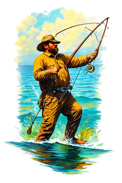 Fisherman Casting A Line