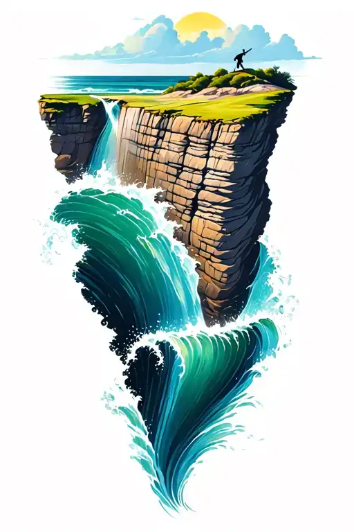 Cliff Jump Into Sea Waves