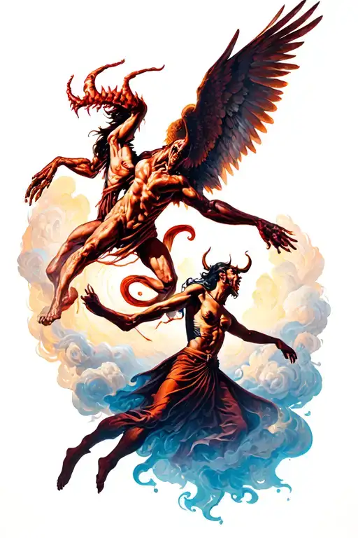 Demons And Angels Fighting