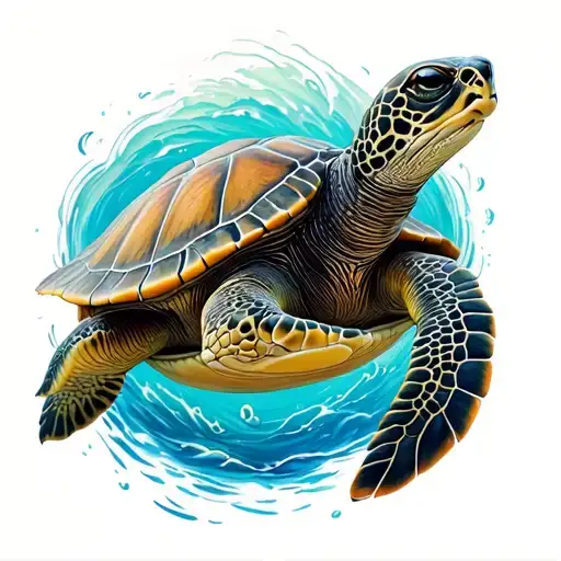 Macropenna Microstoma Arm Sleeve With A Sea Turtle At The Top