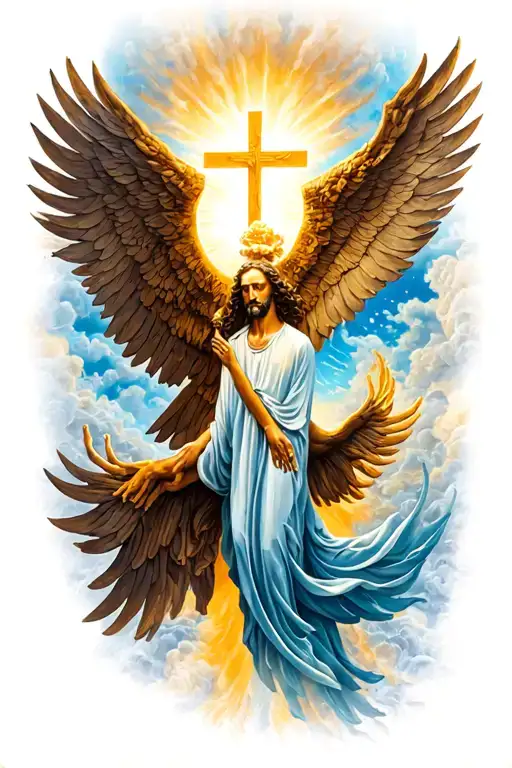 Full Back Christianity Tattoo Realistic Design