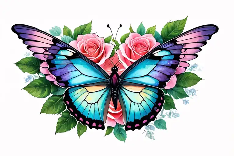 Butterfly Tattoo With Rose Wings Made