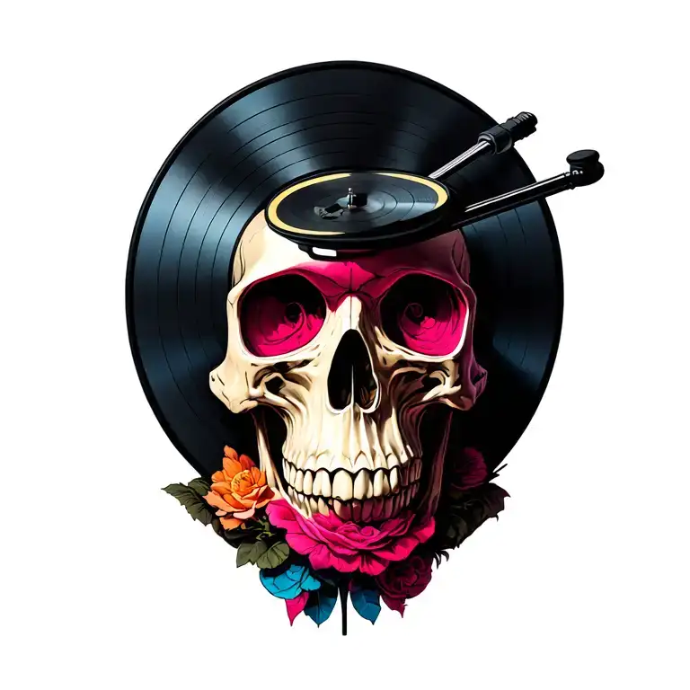Record Player Skull