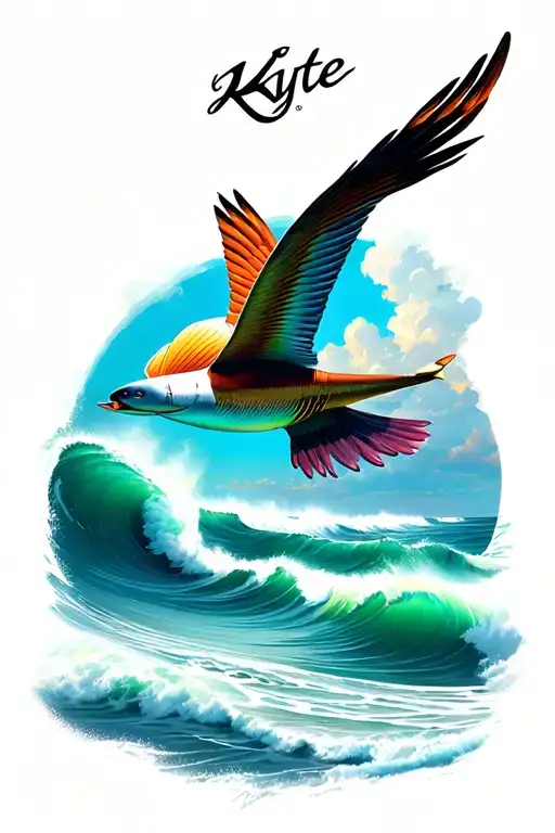 Kyte Flying Over The Ocean Beach