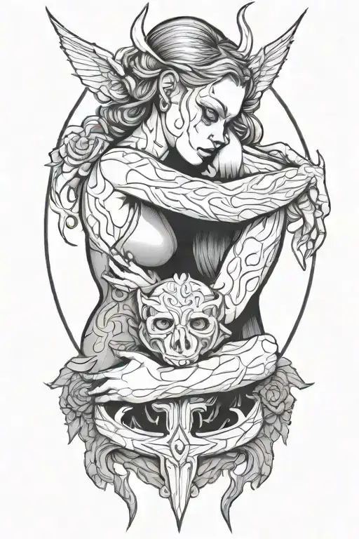 A Girl Comforting A Demon