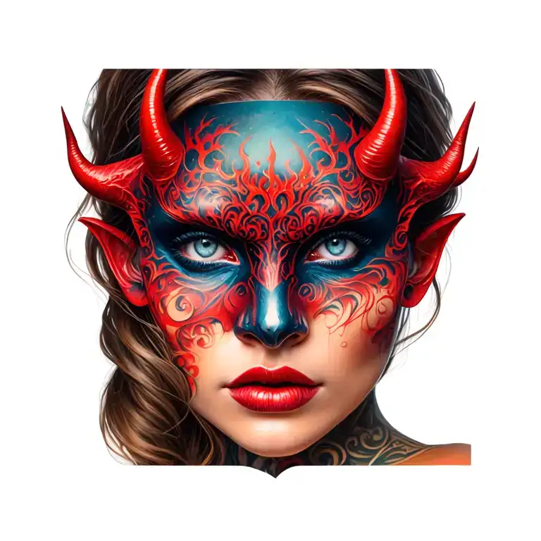 Beautiful Woman Mask Remover Showing Devil Underneath