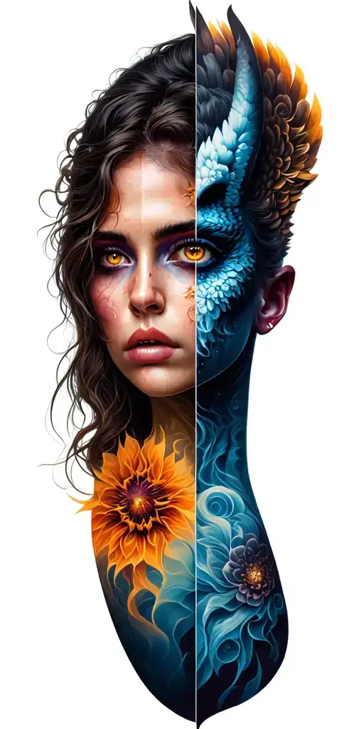 Half Demon Half Angel Woman's Face Morphing