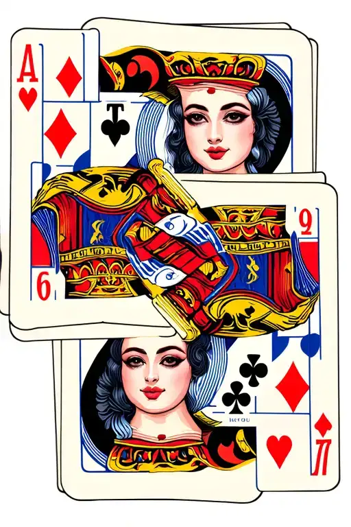 3 Queens Cards Lying