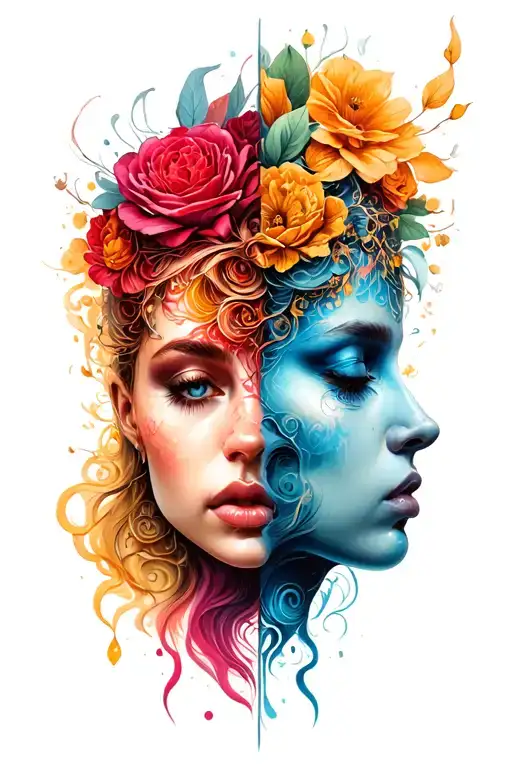 Human With Temptation On Left And Good On Right