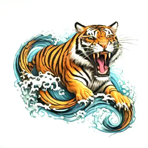 Tiger And Wave