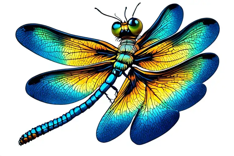 Dragonfly With Bright Colors Like Blue