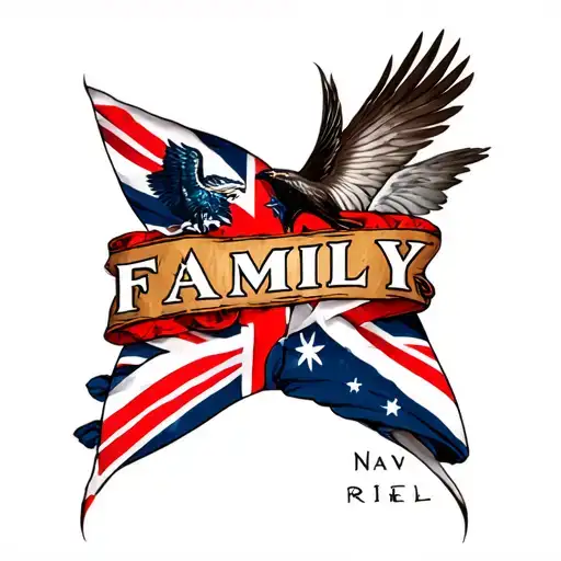 Australian Navy Sleeve With The Letters Family
