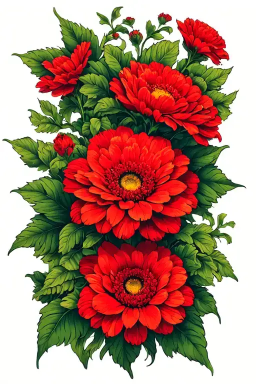 Mums Flower Intertwined Vines Crimson Red Sleeve