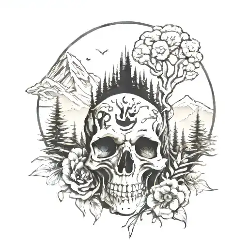 Mountain Skull And Forest
