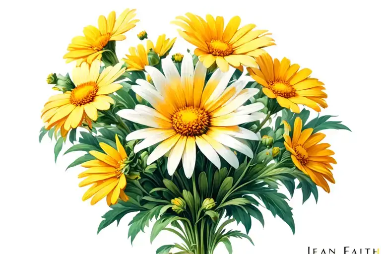The Name Jean Faith With Realism Yellow Osteospermum Flowers Intertwined