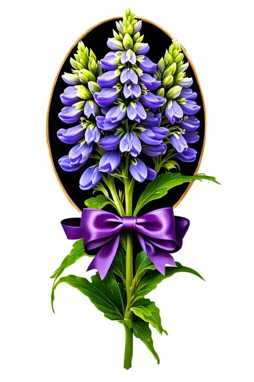 3 Lupine Flowers With A Bow Tied