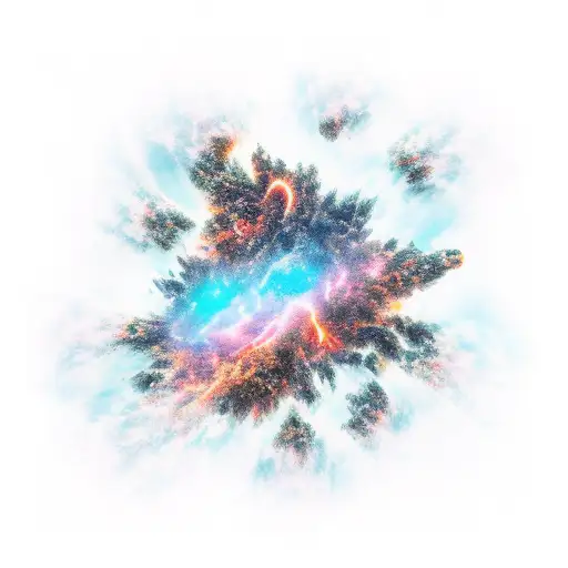 Dystopian City Leading Into Space And Nebula