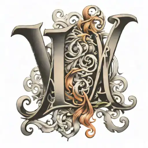 Letters An In Black Grey Tattoo Design Featuring