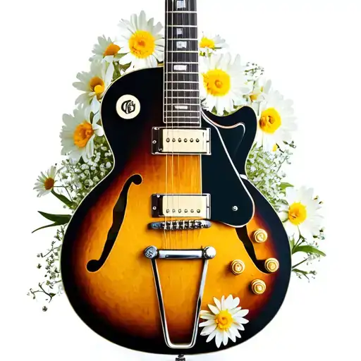 Gibson Sunburst Guitar Add Daffodils And Daisies Baby's Breath