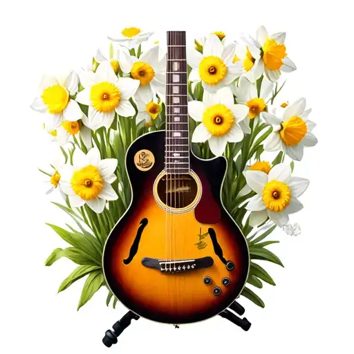 Gibson Sunburst Acoustic Guitar Add Daffodils And Daisies