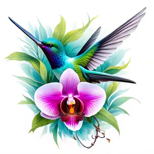 Colibri With Orchidee