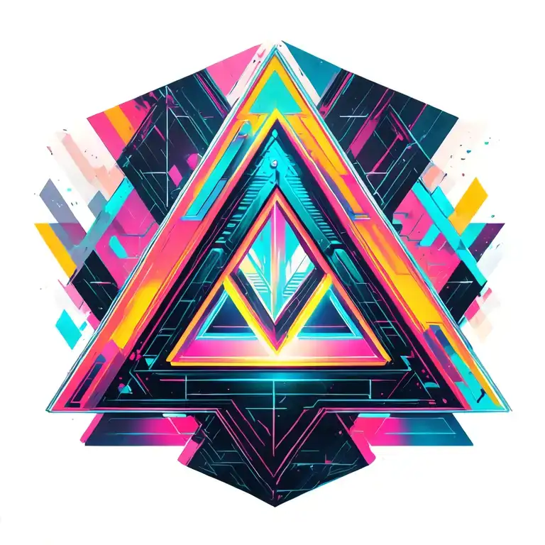 Cyberpunk Geometric Asymmetrical Triangle Shapes Neon