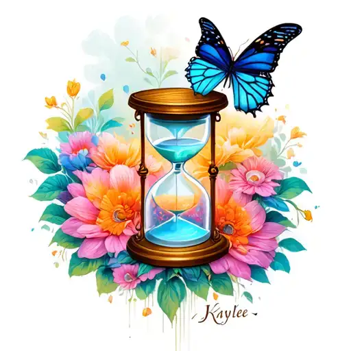 The Name Kaylee With An Hour Glass And Butterfly