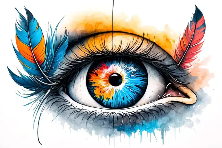 Half Sleeve Tattoo With Half Elephant Eye Half Human Eye With Tattoos And Feathers