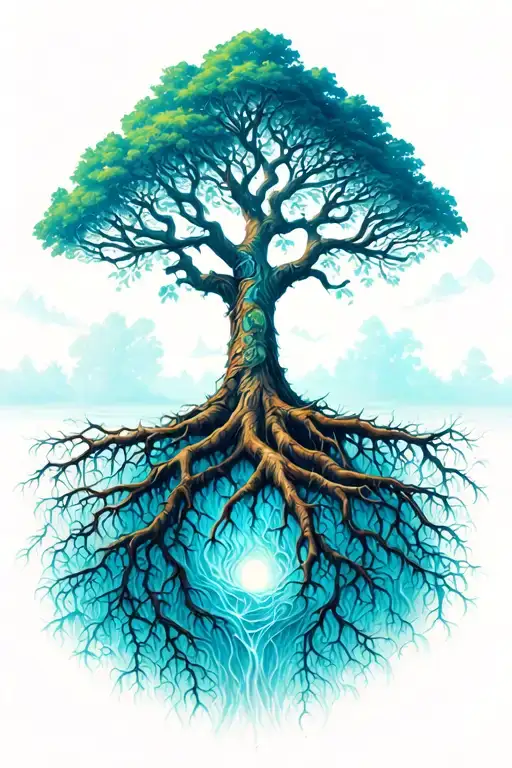 Tree Of Life With Roots Reaching Deep