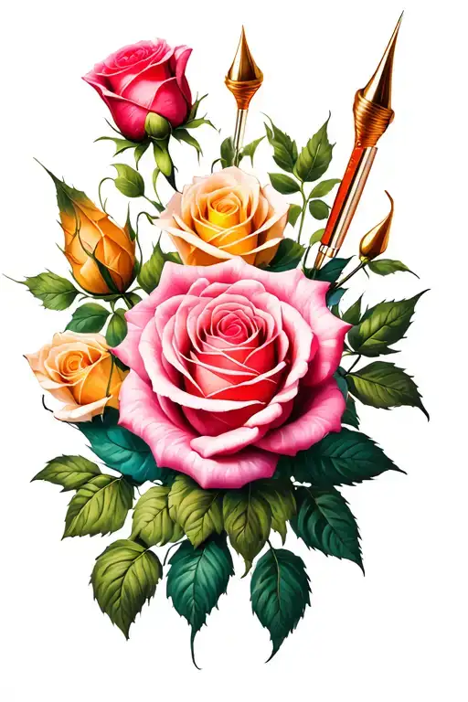 Thread And Needle And Roses