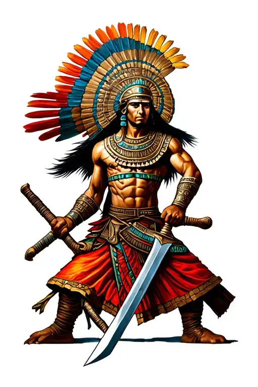 Mayan Warrior Wielding A Sword