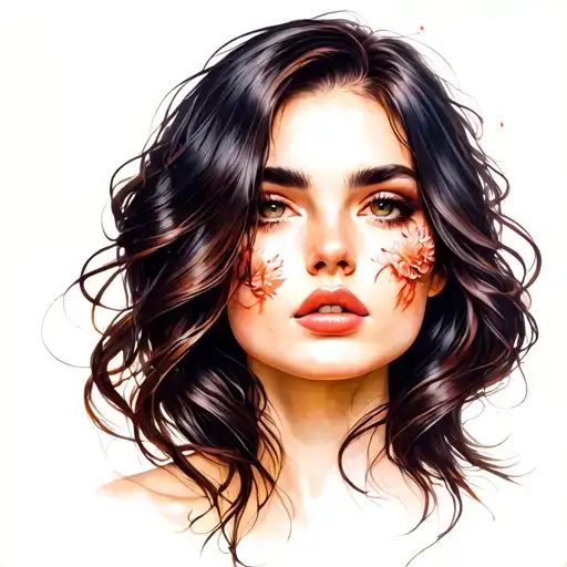 Beautiful Brunette Woman Face