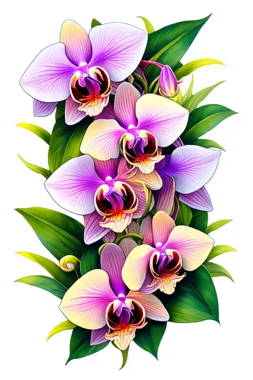 Dart Pin And Orchids Intertwined