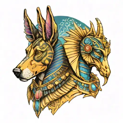 Egyptian Gods Basset And Anubis Feminism Colorful