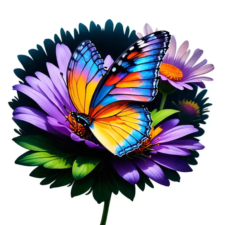 Butterfly Emerging From Flower Feld